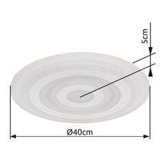 Stropní svítidlo, kov bílý, akryl bílý, 2 kroužky 2700K a 2 kroužky 6500K (nelze přepínat), ø:400mm, V:50mm, včetně LED 20W 230V, zdroj 2400lm, výstup 1800lm