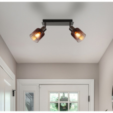 Nástěnné svítidlo, kov černý chrom, sklo měděné barvy a průhledné, DxŠxV:250x80x180mm, bez žárovek 2xE14, max. 40W 230V