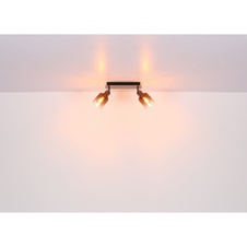Stropní svítidlo, kov černý chrom, sklo měděné barvy a průhledné, DxŠxV:400x80x180mm, bez žárovek 3xE14, max. 40W 230V