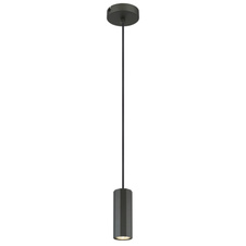 Závěsné svítidlo, kov šedý, hliník šedý, kabel PVC černý, výškově nastavitelné, ø:100mm, V:1200mm, bez žárovky 1xGU10, max. 25W 230V