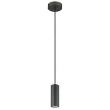 Závěsné svítidlo, kov šedý, hliník šedý, kabel PVC černý, výškově nastavitelné, ø:100mm, V:1200mm, bez žárovky 1xGU10, max. 25W 230V