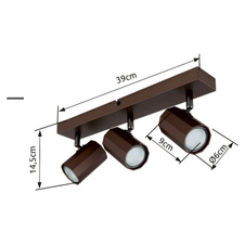 Stropní svítidlo, kov bronzový matný, hliník bronzový matný, DxŠxV:390x60x145mm, bez žárovek 3xGU10, max. 25W 230V