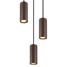 Závěsné svítidlo, kov bronz matný, hliník bronz matný, kabel PVC černý, výškově nastavitelné, ø:210mm, V:1200mm, bez žárovek 3xGU10, max. 25W 230V