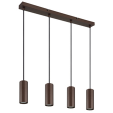 Závěsné svítidlo, kov bronz matný, hliník bronz matný, kabel PVC černý, výškově nastavitelné, DxŠxV:610x60x1200mm, bez žárovek 4xGU10, max. 25W 230V