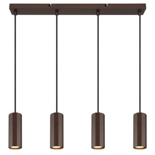 Závěsné svítidlo, kov bronz matný, hliník bronz matný, kabel PVC černý, výškově nastavitelné, DxŠxV:610x60x1200mm, bez žárovek 4xGU10, max. 25W 230V