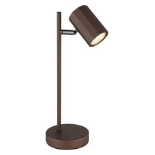 Stolní svítidlo, kov bronzový, hliník bronzový, kabel PVC černý, kolébkový vypínač na kabelu, DxŠxV:165x120x350mm, délka kabelu 1500mm, bez žárovky 1xGU10 LED, max. 5W 230V