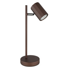 Stolní svítidlo, kov bronzový, hliník bronzový, kabel PVC černý, kolébkový vypínač na kabelu, DxŠxV:165x120x350mm, délka kabelu 1500mm, bez žárovky 1xGU10 LED, max. 5W 230V