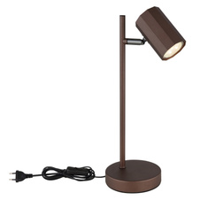 Stolní svítidlo, kov bronzový, hliník bronzový, kabel PVC černý, kolébkový vypínač na kabelu, DxŠxV:165x120x350mm, délka kabelu 1500mm, bez žárovky 1xGU10 LED, max. 5W 230V