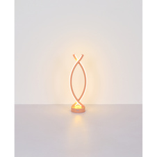 Nabíjecí stolní lampa, plast barva bílá a broskvová, dotykové zapnutí/vypnutí, plynulý dotykový stmívač, USB-A 2.0 - USB-C, součástí balení baterie CR18650 1800mAh, DxŠxV:125x100x410mm, délka kabelu 1000mm, LED 1W 230V, 25lm výstup, 3000K