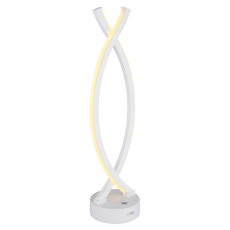 Nabíjecí stolní lampa, plast bílý, kabel PVC bílý, dotykové zapnutí/vypnutí, plynulý dotykový stmívač, USB-A 2.0 - USB-C, součástí balení baterie CR18650 1800mAh, DxŠxV:125x100x410mm, délka kabelu1000mm, LED 1W 230V, 25lm výstup, 3000K