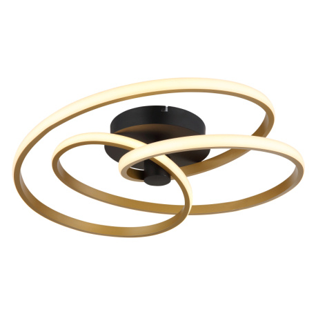 Stropní svítidlo, kov černý, hliník zlaté barvy, plast bílý, ø:500mm, H:160mm, včetně LED 40W 230V, zdroj 4480lm, výstup 2500lm, 3000K