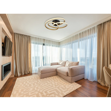 Stropní svítidlo, kov černý, hliník zlaté barvy, plast bílý, ø:500mm, H:160mm, včetně LED 40W 230V, zdroj 4480lm, výstup 2500lm, 3000K