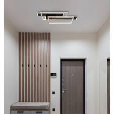Stropní svítidlo, kov černý, hliník zlaté barvy, akryl bílý, DxŠxV:620x270x82mm, včetně LED 40W 230V, 4000lm zdroj, 1400lm výstup, 3000K