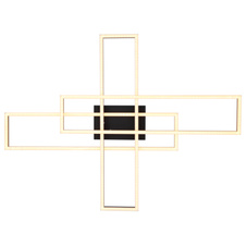 Stropní svítidlo, kov černý, hliník černý, hliník zlatý, plast bílý, polohovatelné, DxŠxV:800x600x95mm, rozměry obdélníků: 13x60cm, včetně LED 40W 230V, zdroj 4230lm, výstup 1650lm, 3000K