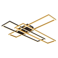 Stropní svítidlo, kov černý, hliník černý, hliník zlatý, plast bílý, polohovatelné, DxŠxV:800x600x95mm, rozměry obdélníků: 13x60cm, včetně LED 40W 230V, zdroj 4230lm, výstup 1650lm, 3000K