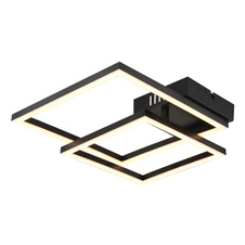 Stropní svítidlo, plast černý, plast bílý, polohovatelné, DxŠxV:475x355x67mm, čtverce: 20x20cm a 25x25cm, včetně LED 20W 230V, zdroj 2000lm, výstup 800lm, 3000K