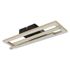 Stropní svítidlo, plast černý, matný plast zlaté barvy, čiré plastové křišťály, plast bílý, telné, DxŠxV:400x375x66mm, rozměry obdélníku: 40x12cm, rozměry ramene: 34x2cm, včetně LED 24W 230V, zdroj 2400lm, výstup 1950lm, 4000K