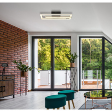 Stropní svítidlo, plast černý, matný nikl plast, čiré plastové křišťály, bílý plast, nastavitelná ramena, DxŠxV: 400x375x66mm, rozměry obdélníku: 40x12cm, rozměry ramene: 34x2 cm, včetně LED 24W 230V, 2400lm zdroj, 4000K