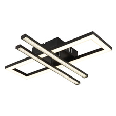 Stropní svítidlo, plast černý matný, plast černý matný, plast křišťálu čirý, plast bílý, nastavitelná ramena, DxŠxV: 400x375x66mm, rozměry obdélníku: 40x12cm, rozměry ramene: 34x2cm, včetně LED 24W230V, 2400lm Zdroj, výstup 1420lm, 4000K