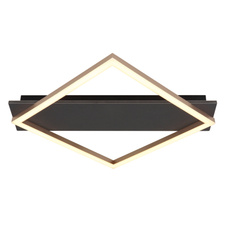 Stropní svítidlo, černý matný kov, MDF šedý, plast v barvě šampaň, plast bílý, DxŠxV:520x467x60mm, včetně LED 18W 230V, 1850lm zdroj, 950lm výstup, 3000K