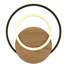 Stropní svítidlo, MDF s imitací tmavého dřeva, plast černý matný, plast bílý, DxŠxV:380x360x65mm, včetně LED 24W 230V, zdroj 3320lm, výstup 1100lm, 3000K