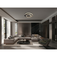 Stropní svítidlo, MDF šedý, plast v barvě šampaň, plast bílý, DxŠxV:380x360x6mm, včetně LED 24W 230V, zdroj 3320lm, výstup 1100lm, 3000K