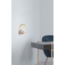 Nástěnné svítidlo, hliník stříbrný a zlatý, akryl čirý, plast bílý, akryl s ozdobným děrováním, ŠxV:290x330mm, H:105mm, včetně LED 16W 230V, zdroj 1809lm, výstup 628lm, 3000K