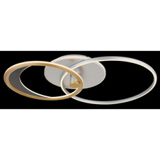 Stropní svítidlo, hliník stříbrný a zlatý, akryl čirý, plast bílý, stmívatelné, několik úrovní pomocí nástěnného vypínače, paměť, polohovatelné, dál.ovládání, DxŠxV:810x510x110mm, prstenec ø:51cm a 40cm, LED 40W 230V 300-1684lm 2700-6500K