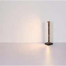 Stropní svítidlo, kov černý, dřevo tmavě hnědé, hliník černý, plast bílý, hliníkové stínítko s dekorativním děrováním, DxŠxV:700x130x80mm, včetně LED 12W 230V, 1400lm zdroj, 300lm výstup, 3000K