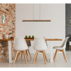 Závěsné svítidlo, kov černý, dřevo tmavě hnědé, hliník černý, plast bílý, kabel PVC černý, nastavitelná výška, hliníkové stínítko s dekorativním děrováním, DxŠxV:850x70x1200mm, včetně LED 24W 230V, zdroj 2800lm, výstup 580lm, 3000K