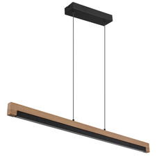 Závěsné svítidlo, kov černý, dřevo tmavě hnědé, hliník černý, plast bílý, kabel PVC černý, nastavitelná výška, hliníkové stínítko s dekorativním děrováním, DxŠxV:850x70x1200mm, včetně LED 24W 230V, zdroj 2800lm, výstup 580lm, 3000K