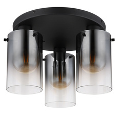 Stropní svítidlo, kov černý, sklo kouřové, průhledné, ø:405mm, V:260mm, bez žárovek 3xE27, max. 40W 230V