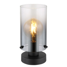 Stolní svítidlo, kov černý matný, sklo kouřové, průhledné, kabel PVC černý, kolébkový vypínač na kabelu, ø:125mm, V:263mm, délka kabelu 1500mm, bez žárovky 1xE27, max. 40W 230V