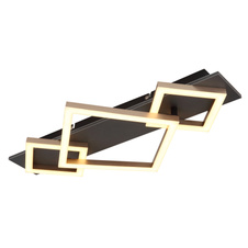 Stropní svítidlo, černý matný kov, MDF šedý, plast v barvě šampaň, plast bílý, DxŠxV:540x312x75mm, včetně LED 24W 230V, 2900lm zdroj, 1020lm výstup, 3000K