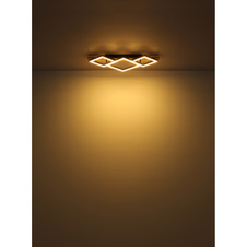 Stropní svítidlo, černý matný kov, MDF šedý, plast v barvě šampaň, plast bílý, DxŠxV:540x312x75mm, včetně LED 24W 230V, 2900lm zdroj, 1020lm výstup, 3000K