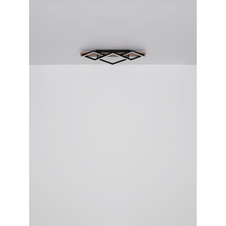 Stropní svítidlo, černý matný kov, MDF šedý, plast v barvě šampaň, plast bílý, DxŠxV:540x312x75mm, včetně LED 24W 230V, 2900lm zdroj, 1020lm výstup, 3000K