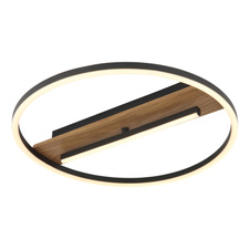 Stropní svítidlo, kov vzhled dřeva, hliník černý matný, silikon bílý, výkyvné rameno, ø:405mm, V:55mm, včetně LED 24W 230V, zdroj 2900lm, výstup 530lm, 3000K