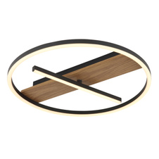 Stropní svítidlo, kov vzhled dřeva, hliník černý matný, silikon bílý, výkyvné rameno, ø:405mm, V:55mm, včetně LED 24W 230V, zdroj 2900lm, výstup 530lm, 3000K