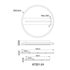 Stropní svítidlo, kov vzhled dřeva, hliník černý matný, silikon bílý, výkyvné rameno, ø:405mm, V:55mm, včetně LED 24W 230V, zdroj 2900lm, výstup 530lm, 3000K