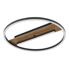 Stropní svítidlo, kov vzhled dřeva, hliník černý matný, silikon bílý, výkyvné rameno, ø:405mm, V:55mm, včetně LED 24W 230V, zdroj 2900lm, výstup 530lm, 3000K