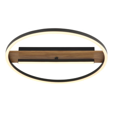 Stropní svítidlo, kov vzhled dřeva, hliník černý matný, silikon bílý, výkyvné rameno, ø:405mm, V:55mm, včetně LED 24W 230V, zdroj 2900lm, výstup 530lm, 3000K