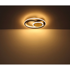 Stropní svítidlo, kov vzhled dřeva, hliník černý matný, akryl satinovaný, silikon bílý, ø:345mm, V:60mm, včetně LED 24W 230V, zdroj 3000lm, výstup 1000lm, 3000K