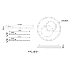 Stropní svítidlo, kov vzhled dřeva, hliník černý matný, akryl satinovaný, silikon bílý, ø:345mm, V:60mm, včetně LED 24W 230V, zdroj 3000lm, výstup 1000lm, 3000K