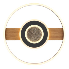 Stropní svítidlo, kov vzhled dřeva, kov černý, hliník černý matný, akryl bílý, akrylové křišťály čiré, ø:405mm, H:55mm, včetně LED 24W 230V, zdroj 3000lm, výstup 800lm, 3000K