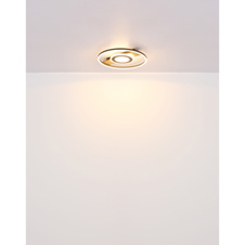 Stropní svítidlo, kov vzhled dřeva, kov černý, hliník černý matný, akryl bílý, akrylové křišťály čiré, ø:405mm, H:55mm, včetně LED 24W 230V, zdroj 3000lm, výstup 800lm, 3000K