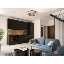 Stropní svítidlo, kov vzhled dřeva, kov černý, hliník černý matný, akryl bílý, akrylové křišťály čiré, ø:405mm, H:55mm, včetně LED 24W 230V, zdroj 3000lm, výstup 800lm, 3000K