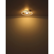 Stropní svítidlo, kov vzhled dřeva, kov černý, hliník černý matný, akryl bílý, akrylové křišťály čiré, DxŠxV:378x378x50mm, včetně LED 24W 230V, zdroj 3000lm, výstup 800lm, 3000K