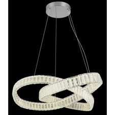 Závěsné svítidlo, kov chrom, čiré křišťály K5, chromový kroužek, stmívatelné, několik úrovní pomocí nástěnného vypínače, fixace barev, paměťová funkce, noční světlo, dál.ovládání, 2xAAA, ø:780mm V:1200mm, LED 110W 230V, 940-9389lm, 2700-6500K