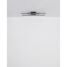 Stropní svítidlo, kov černý, MDF vzhled dřeva tmavý, hliník černý, plast bílý, chrom, polohovatelné, DxŠxV:800x600x100mm, rozměry obdélníků: 13x60cm, včetně LED 40W 230V, 4230lm zdroj, 1650lm výstup, 3000K