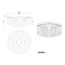 Stropní svítidlo, kov černý, chrom, skleněné tyče kouřové barvy, ø:500mm, V:250mm, bez žárovek 5xE27, max. 60W 230V